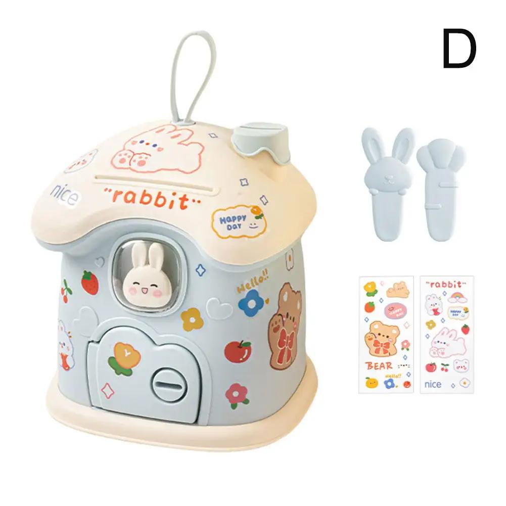 Cute Cartoon House Piggy Rabbit Bank Cute Save Box For Kids With DIY Stickers Home Decoration Children Birthday Gifts