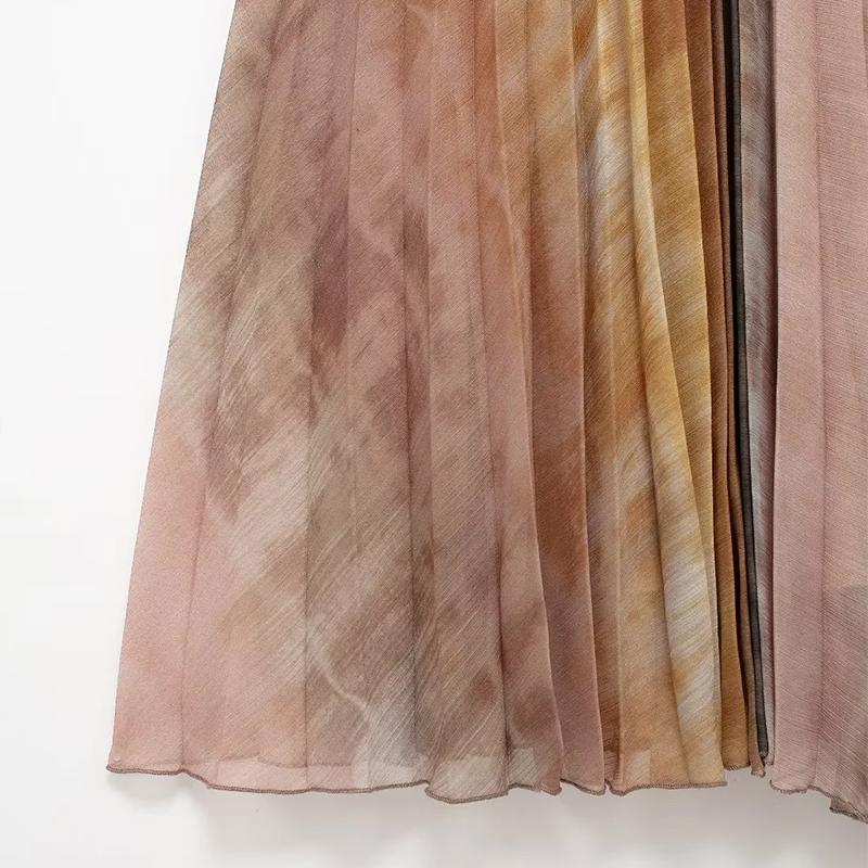 Сексуальное плиссированное длинное платье с принтом тай-дай — фото 13