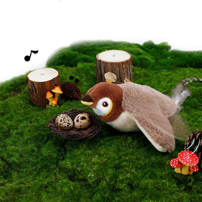 Zwitschernder Vogel Katzenspielzeug Simuliertes Vogel-Interaktionsspielzeug Spatz USB Wiederaufladbar Fliegender Vogel Katzenspielzeug für Wohnungskatzen