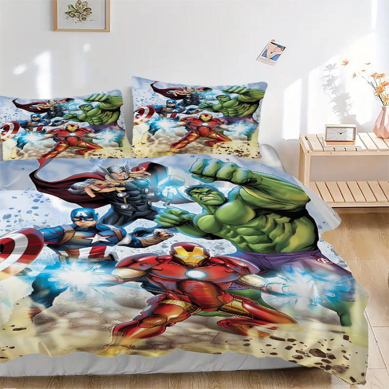 Avengers Heroes United Print 3Pcs Bedding Setduvet Cover With 2 Bedropillowcase Home Birthday Gift