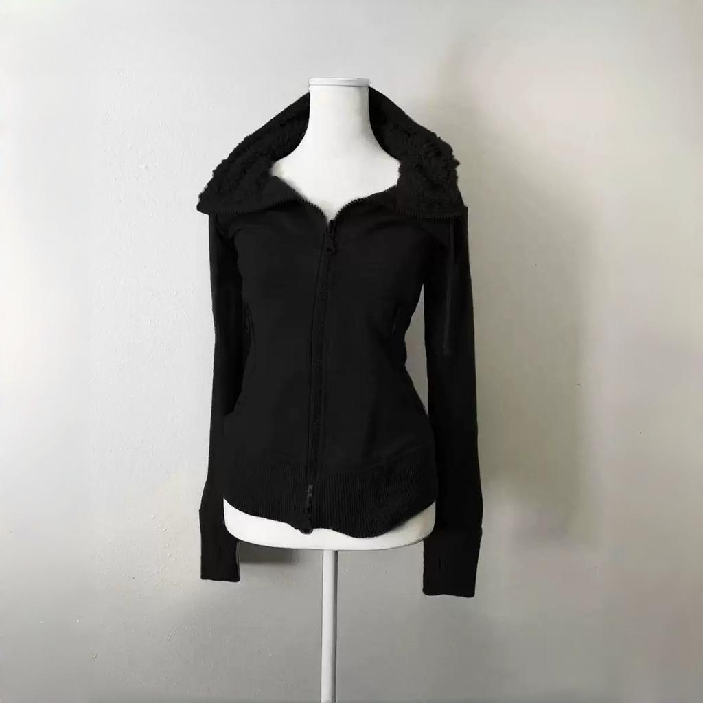 Goth Punk Clothes Hot Girl Winter Slim Y2k Hoodies 2000s Streetwear Korean Casual Sweatshirt Harajuku Vintage Hooded Woman Top