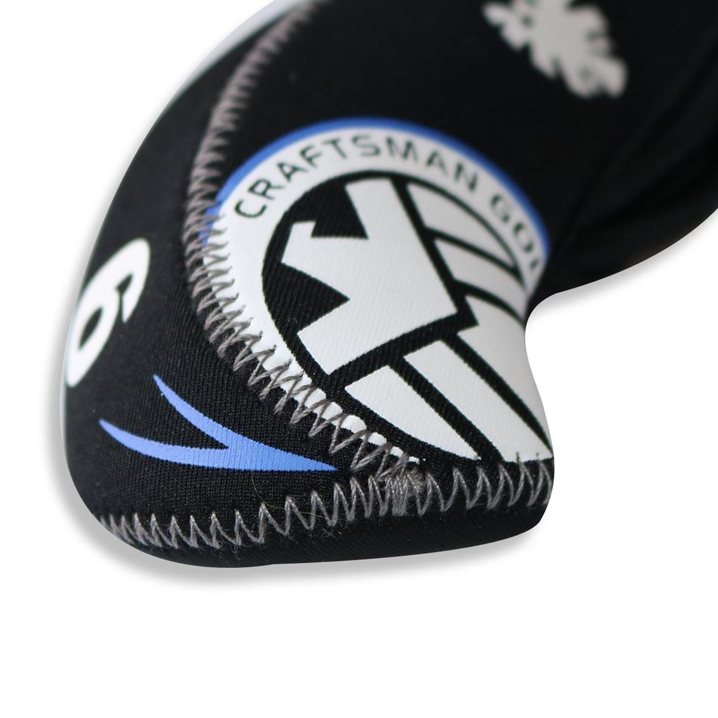 CRAFTSMAN Golf Headcover Cosmo Series Iron Cover - X-type, designed to prevent loss, 11 pieces, Black/White (Black)