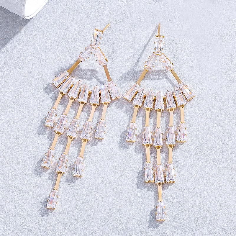 

Korean Style S925 Silver Zircon Tassel Earrings – Elegant Women s Banquet Jewelry