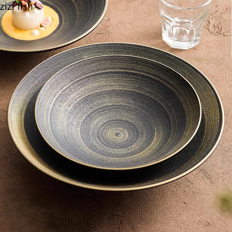 Retro Hand-painted Ceramic Small Foot Salad Bowl Dessert Bowl Pasta Bowl Fruit Bowls Restaurant Creative Specialty Tableware