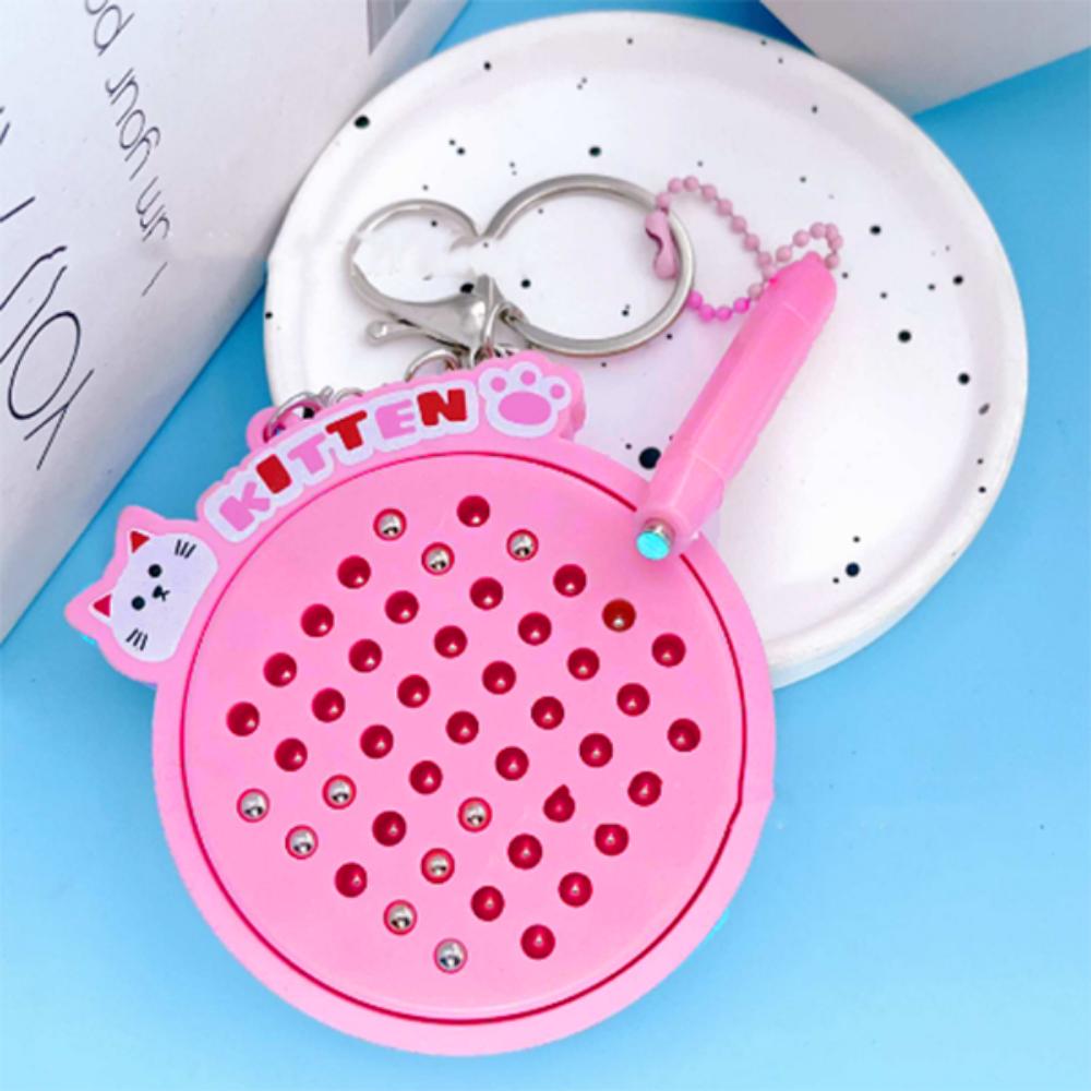 Relaxing Toy Magnetic Drawing Board Keyring Kitten Cartoon Cat Pendant Mini Funny Keychain  Adult