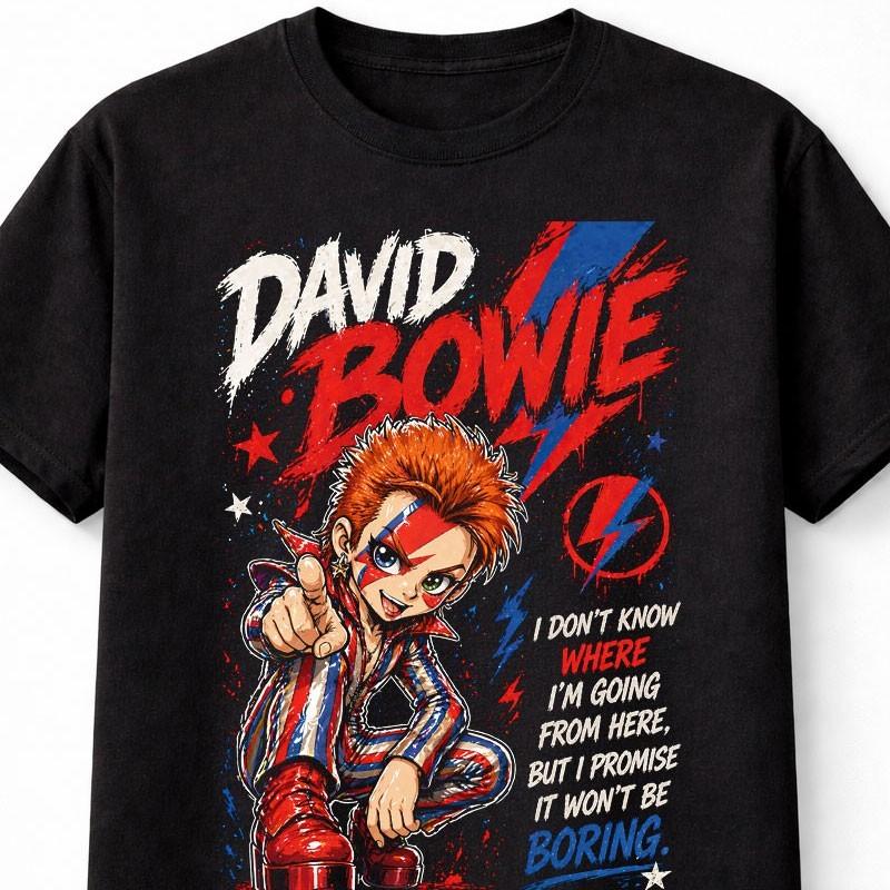 David Bowie Ziggy Stardust Glam Rock Icon Lightning Bolt Graphic Unisex TShirt