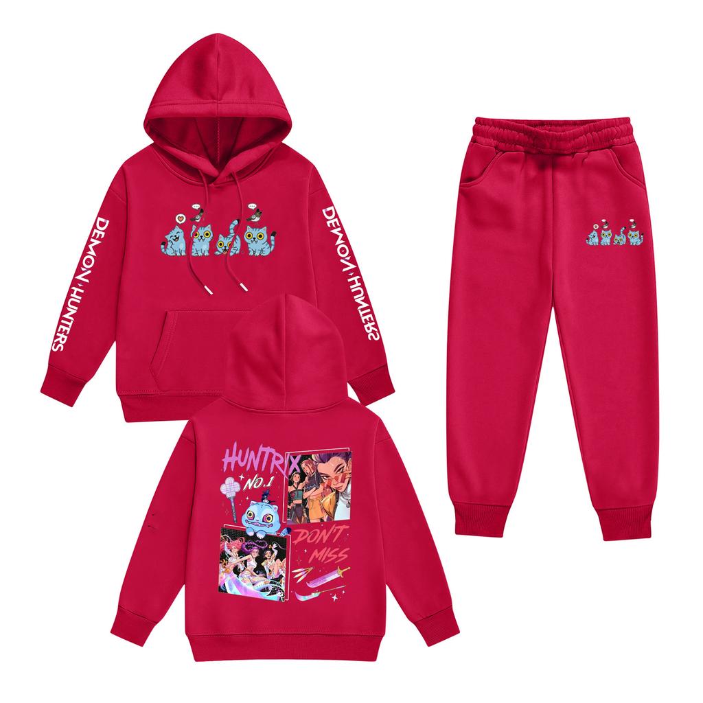 Kids' Long Sleeve Loose Pullover Letter Print Drawstring Hooded Sweatshirt Sweatpants Set