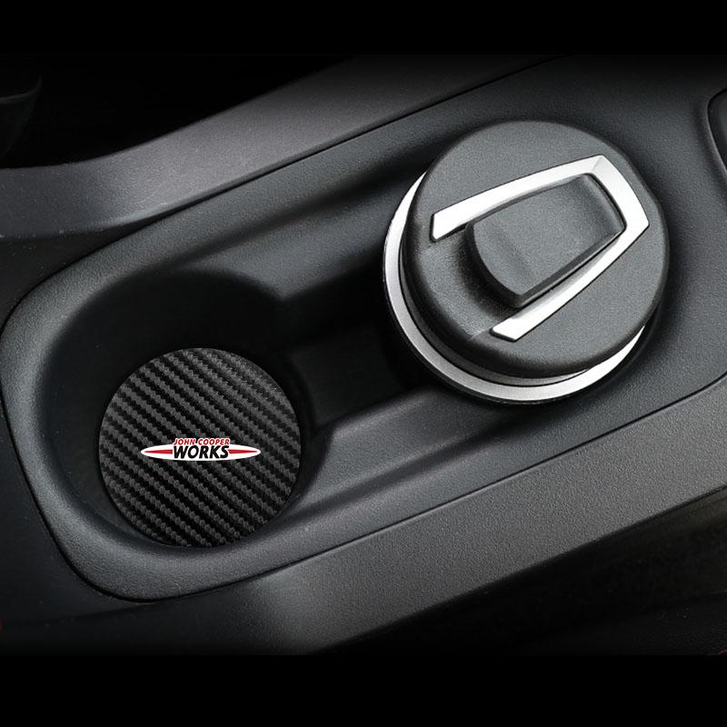2Pcs Car Carbon Fiber Pattern Anti Slip Cup Protection Pad For BMW Mini Works Cooper F55 F56 F57 F60 F54 R50 R52 R53 R55 R56
