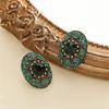 Vintage Emerald-set Diamond Oval Geometric-shaped Ear Stud - A Unique, Minimalist, Luxurious and Exquisite Fashion Accessory for Ears.