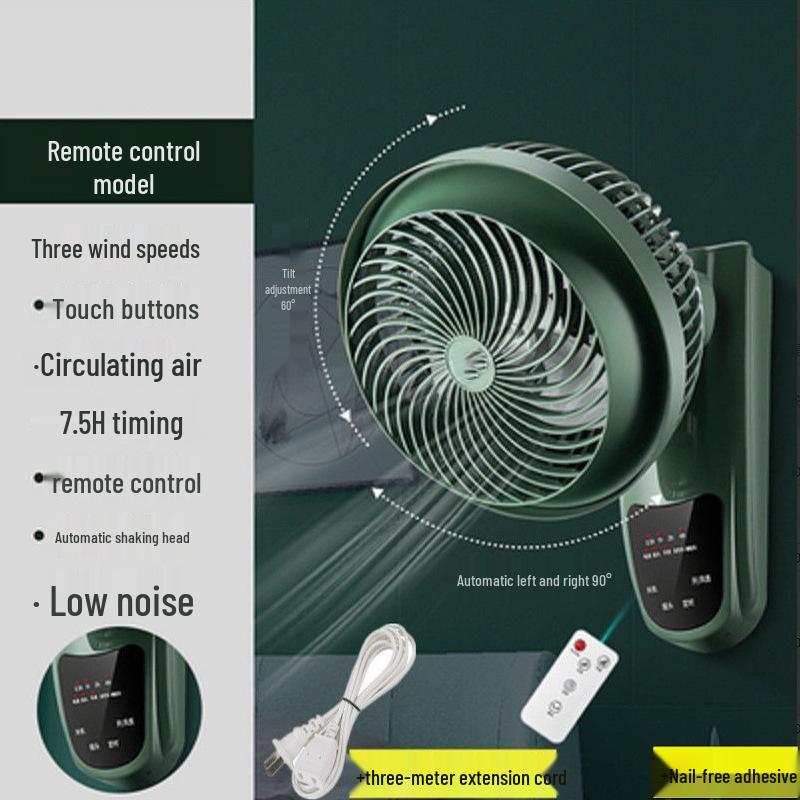 Wall-Mounted Punch-Free Air Circulator Fan for Kitchen & Bathroom