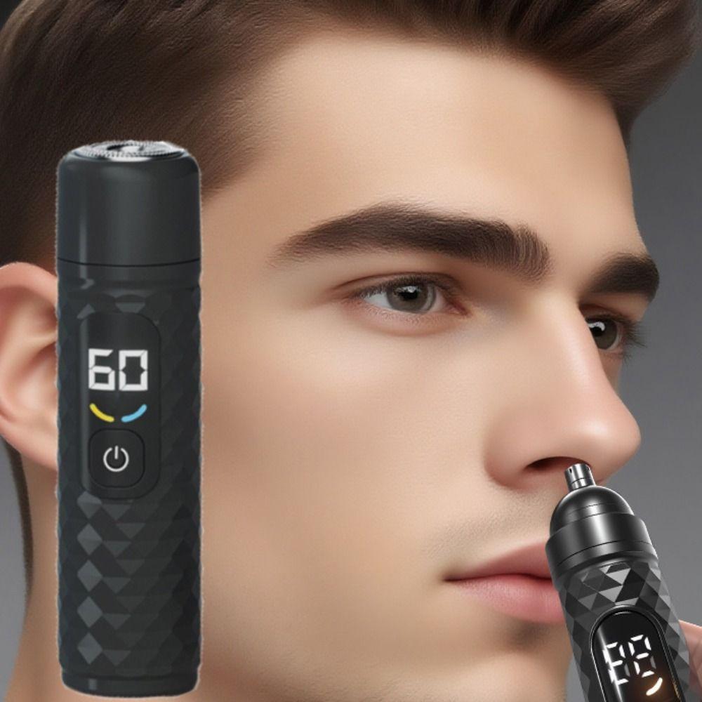 2 In 1 Men's Electric Razor Digital Display Electric Shaver Mini Nostril Cleaning Trimmer  Bathroom