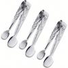 6PCS Mini Serving Tongs, 4Inch Rose Stainless Steel Sugar Cube Tongs, Sliver Small Ice Tong For Tea And Coffee Party