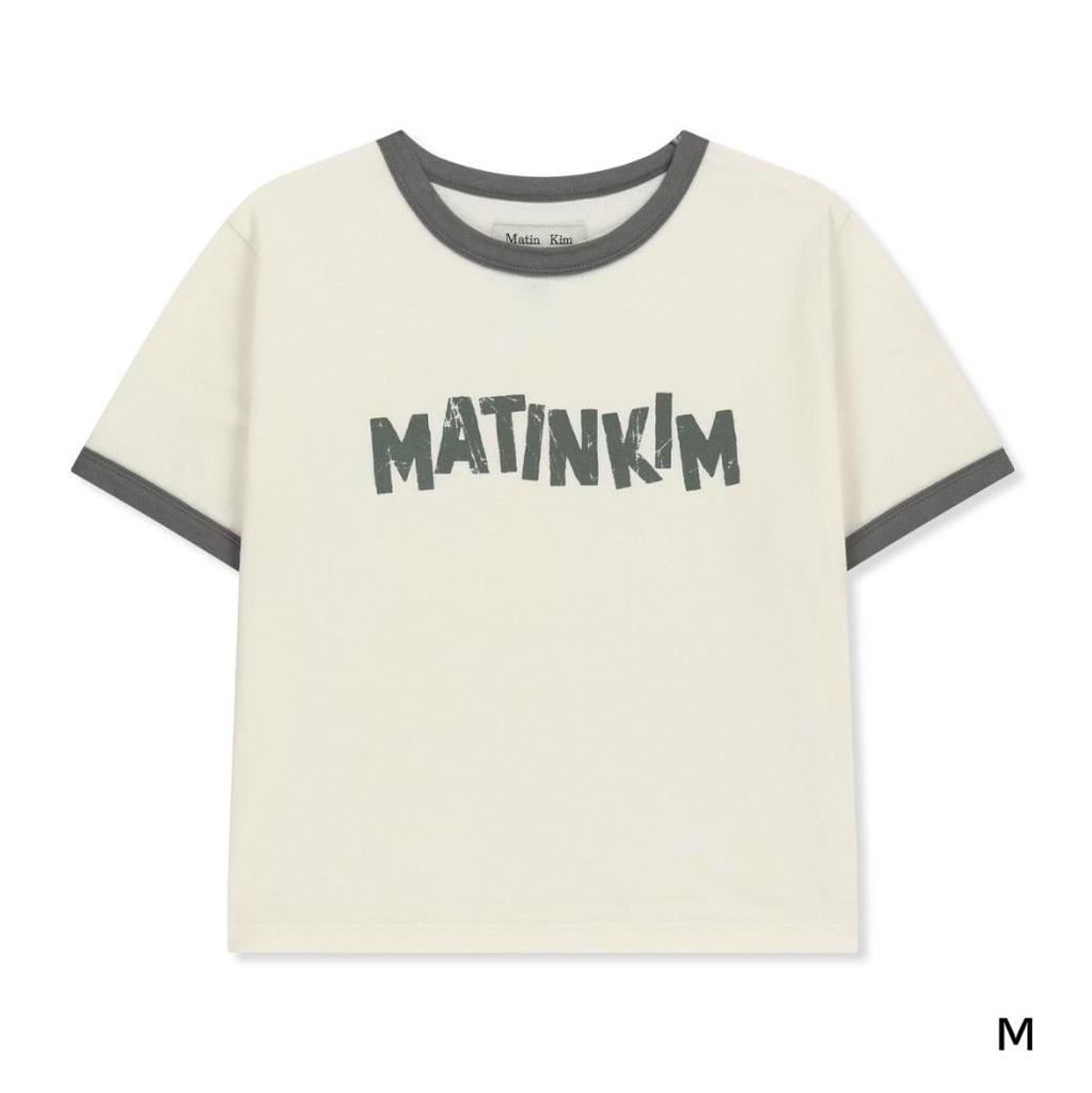 Matin Kim MATIN LOGO RINGER CROP TOP - Cream / White / Navy Aesthetic