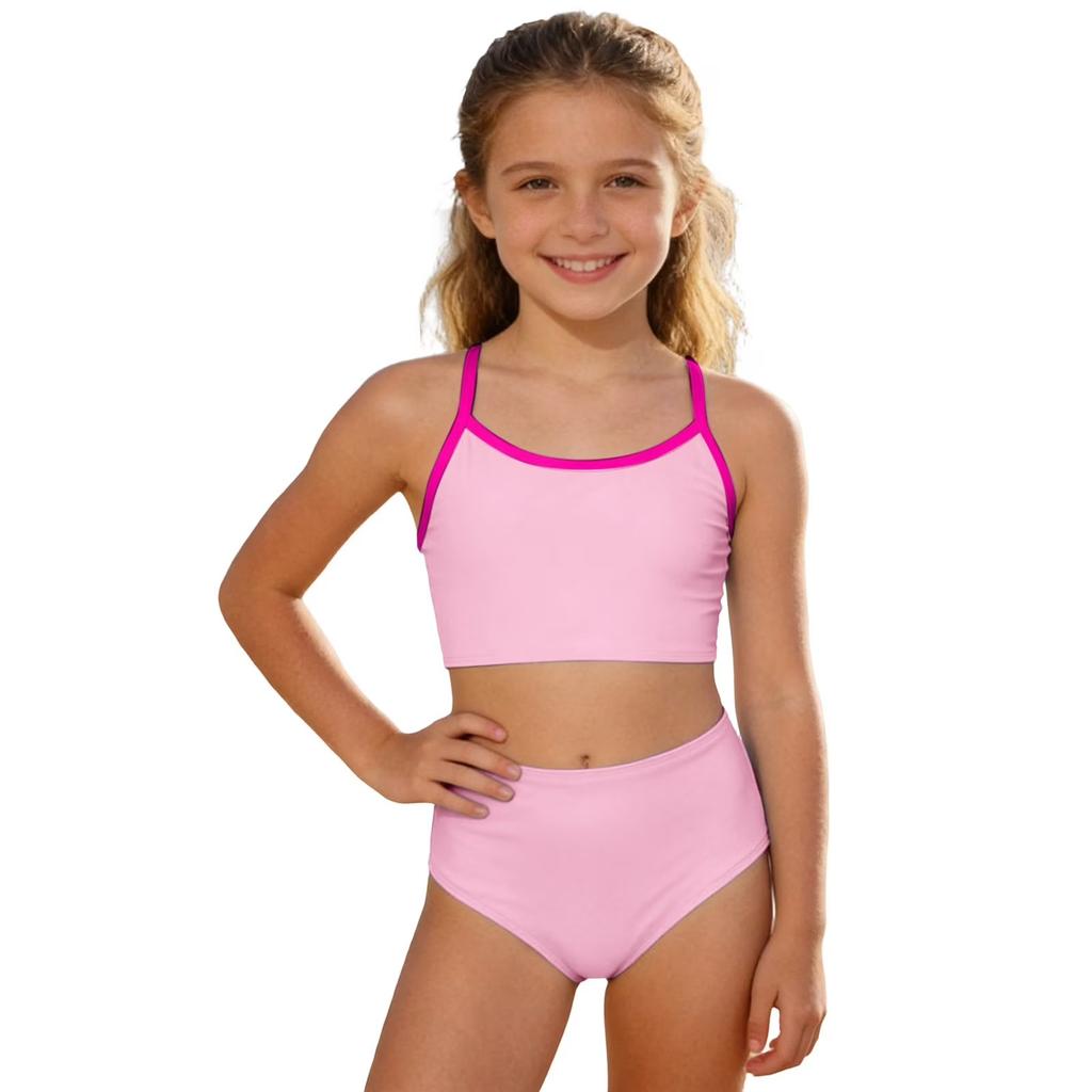 Girls Color Bikini Set Two Piece Swimsuits for Kids Summer Beach Vacation