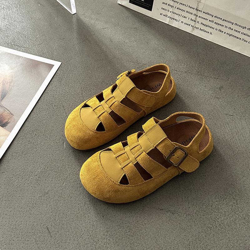 Platform Shoes Roman Sandals Women's Shoes Spring and Summer New Versatile Flat-bottomed Slippers Beach Pig Cage Shoes