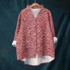 Women's Loose Ruffled Floral Print Stand Collar Long Sleeve Cotton And Linen Top