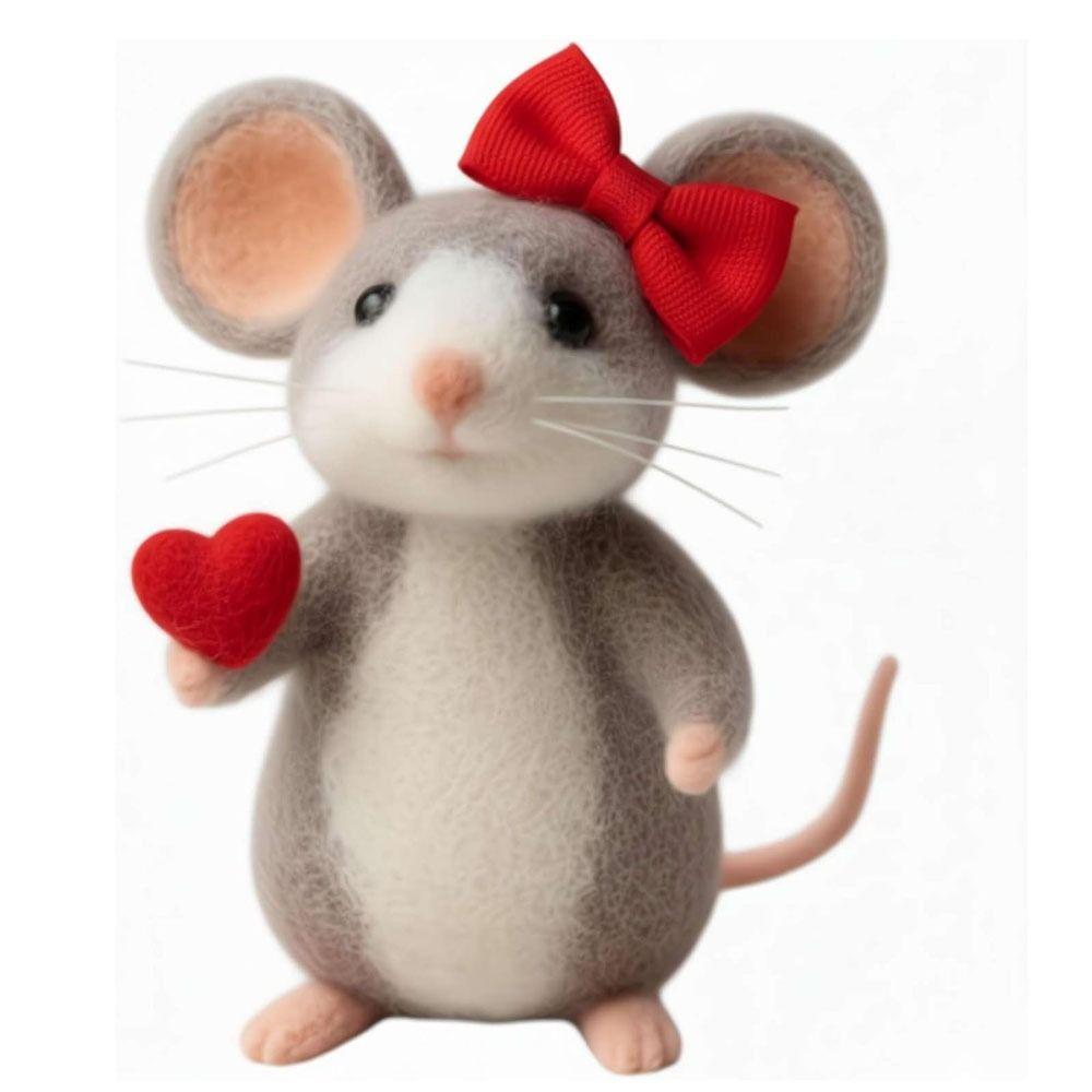 Craft Needle Felting Supply Needle Felted Mouse Cute Mouse Figurine Gifts Felt Mice Ornaments Handmade Mouse Animal Figurine