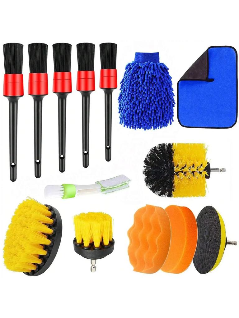Car Cleaning Tools Kit,Car Detailing Brush Set with Carry Bag,Auto Drill Brush Set Pro Car Wash Kit for Car Interior&Exterior