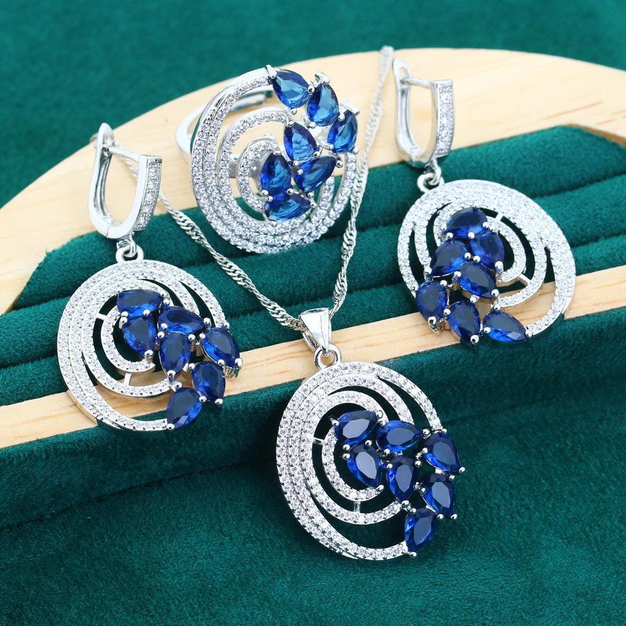 2024 New Luxury Jewelry Necklace Earrings Open Ring AAA Zircon Set
