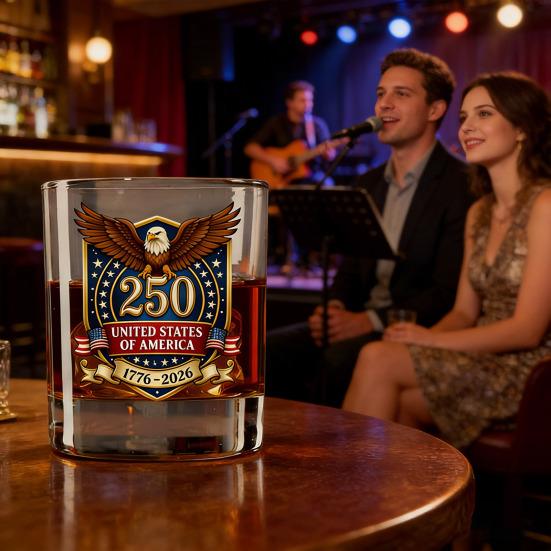 America 250th Anniversary Glass We The People Whiskey Glass Liquor Bourbon Cocktail Glass Patriotic Gift for Father's Day or Veterans