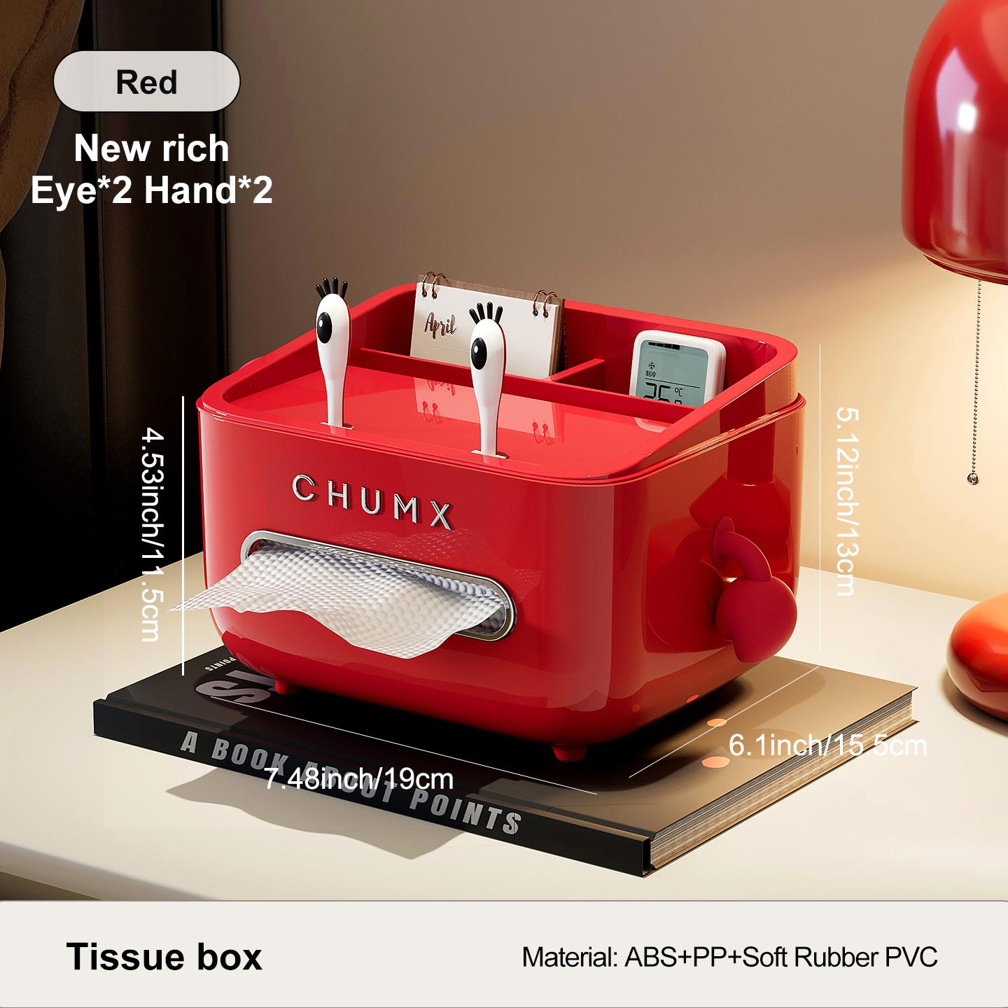 Tissue box, cartoon design crab boss, cute tissue storage box, multi-functional storage box for the living room, bedroom красный
