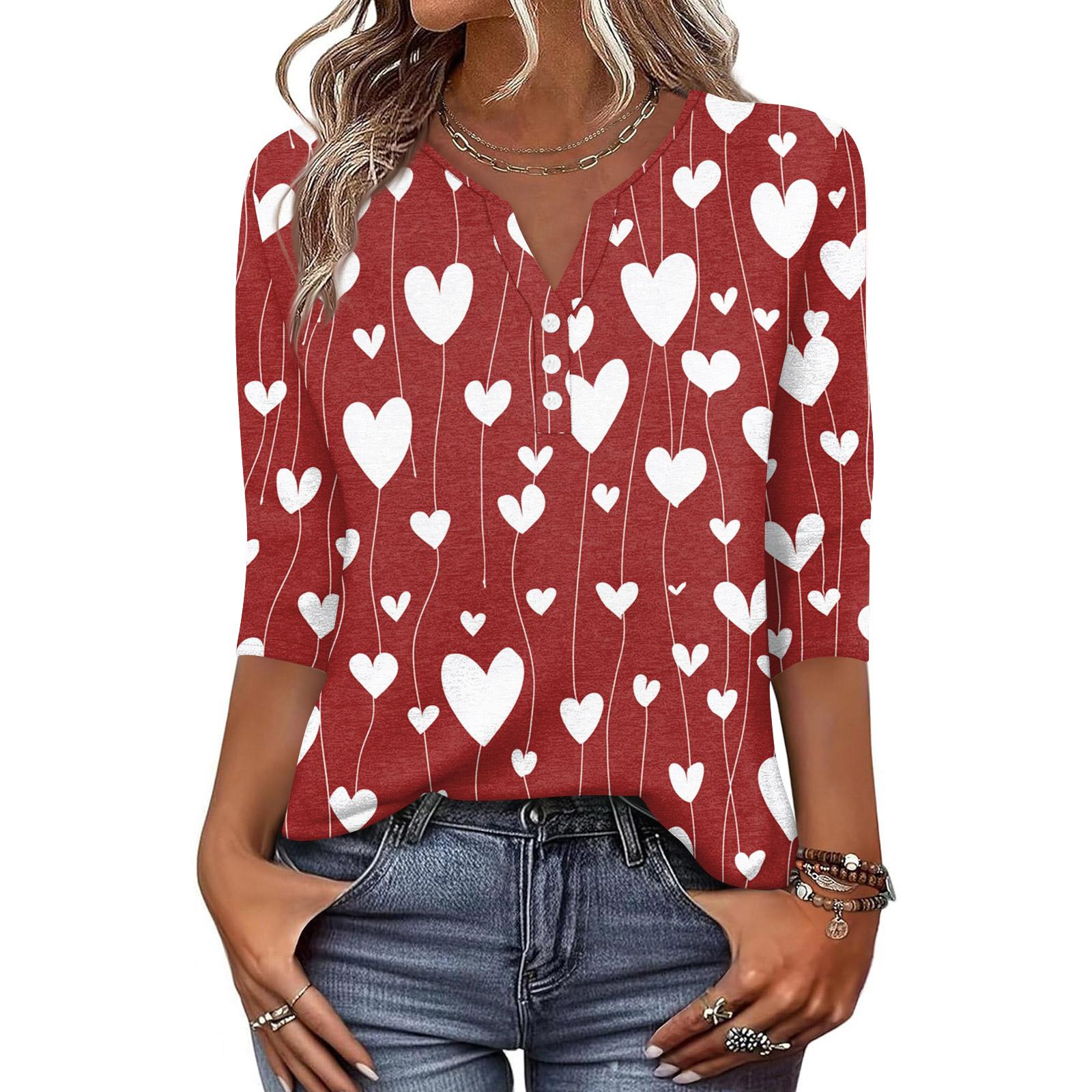 

Жен. Футболка С принтом Пуговицы Рукав 3/4 Повседневные Выходные Мода Классический Классический V-образный вырез Обычный Верх S