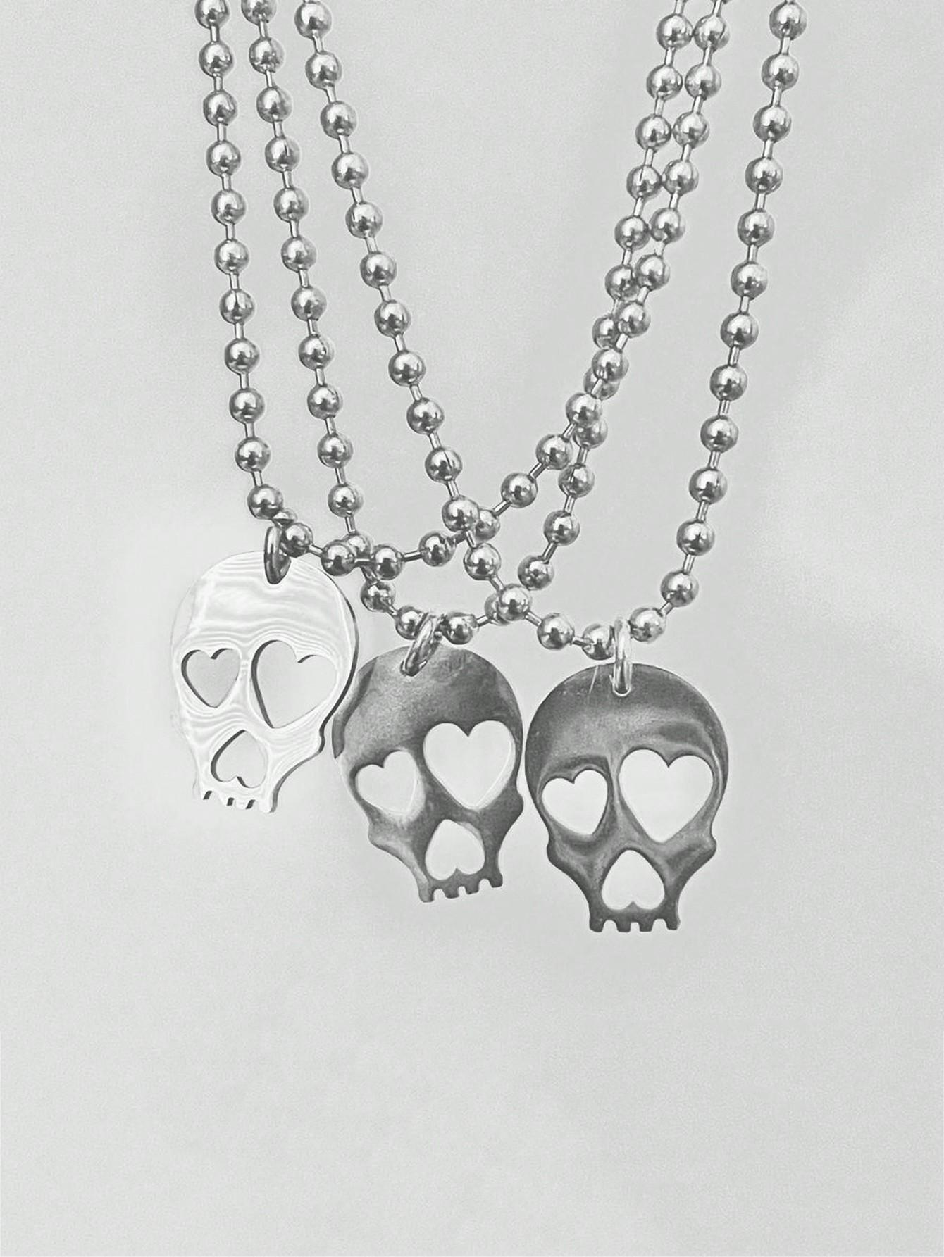 

1pc Creative Heart Shaped Skull Decoration Pendant Necklace Suitable for Women s Daily Wear Valentines,Mom,Mother,Mother s Day,Gift one-size серебряный