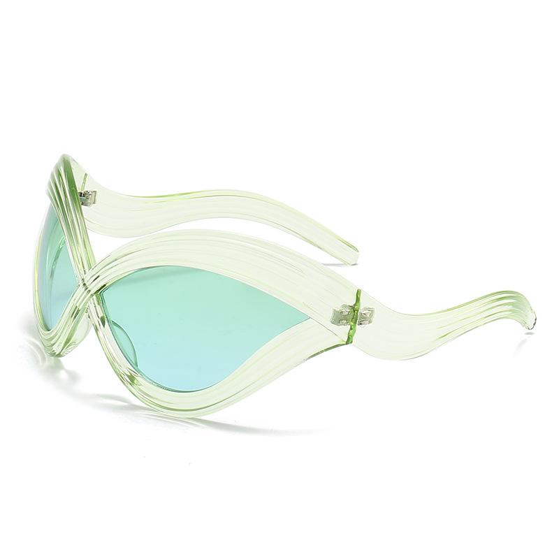Wellenlinien Großrahmenbrille Futuristische Sonnenbrille Damen Persönlichkeitssonnenbrille