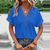 Women's Fashion Casual Solid Color Button V-neck T-shirt