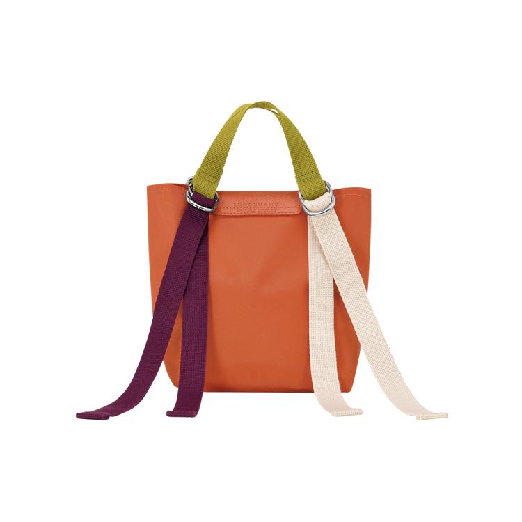 New LONGCHAMP Le Pliage Re Play Leather With Canvas And Polyamide One Shoulder Handbag Small Women's Carrot 10202HCCP69