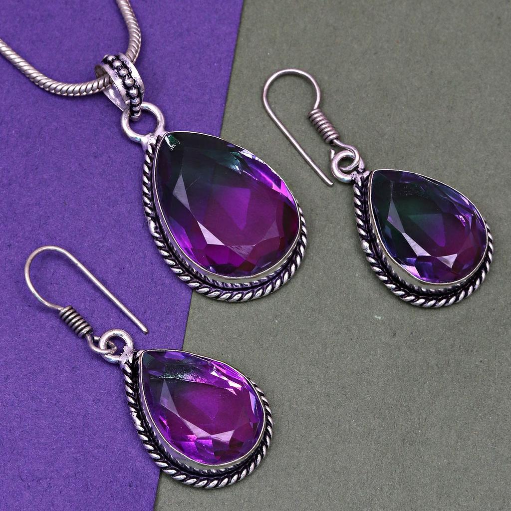 Bio-Turmalin-Quarz-Schmuckset 18-20'' handgefertigt für Damen Unisex neu