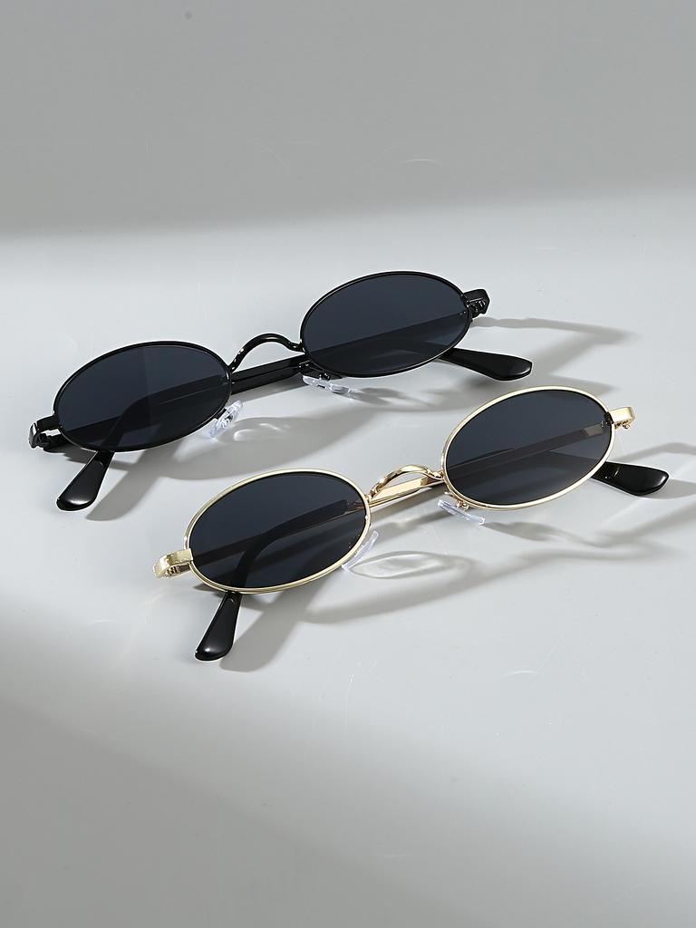 1Pc/2Pcs European and American Classic Popular Color Scheme Simple and Stylish Oval Sunglasses Suitable for Vacation Wear