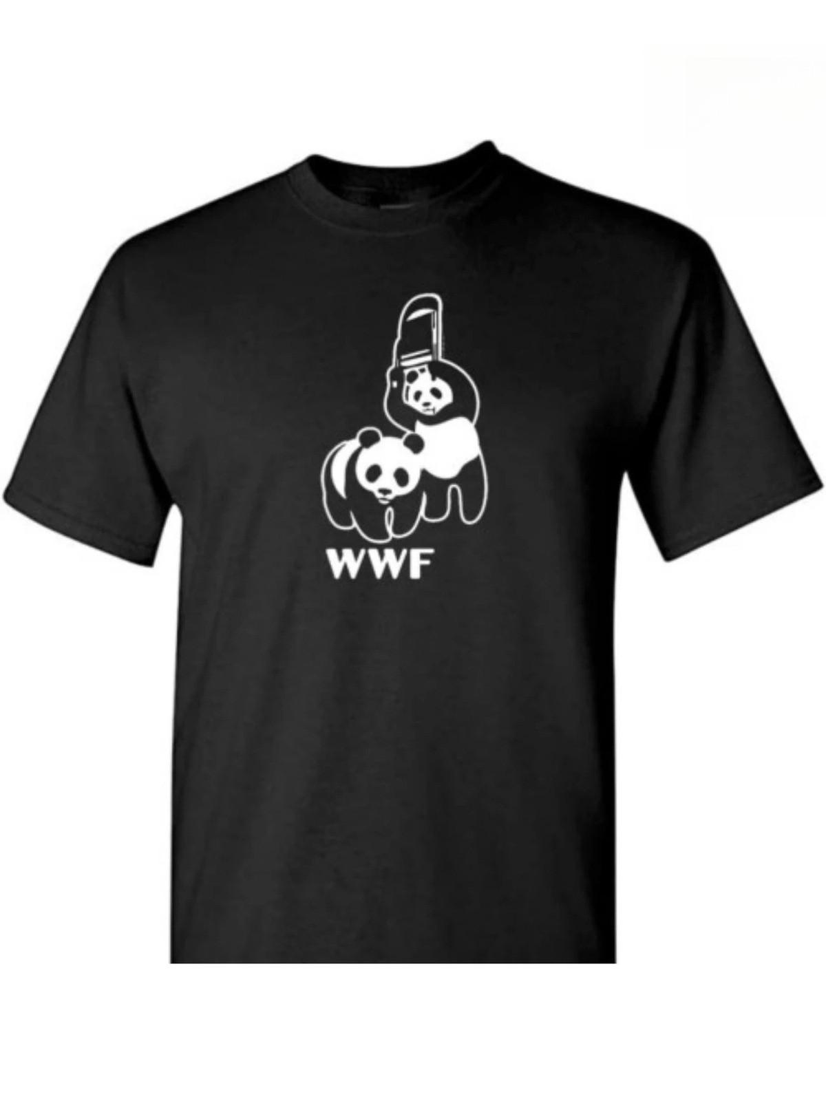 Мужская футболка WWF с забавным панда-медведем, борцовская, черная S разноцветный