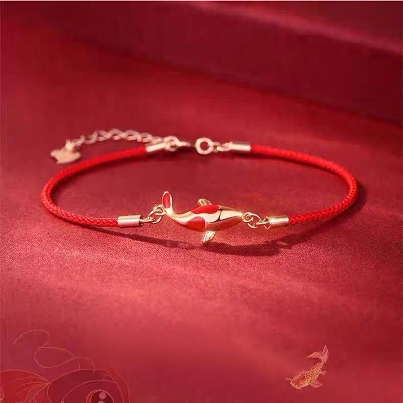 Good Luck Bracelet Braided Rope Koi Bracelet Red String Valentine Gift Couple Gift
