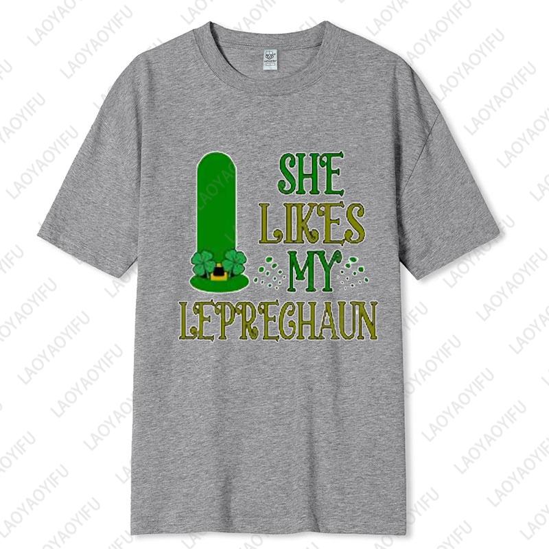 Saint Patricks Day Couple Tee Fun Festival Graphic Simple Style Oneck Printed Unisex Cotton Tshirt Man Women Lovers Clothes