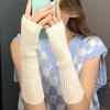 Damen Y2K Mode Armstulpen Weiche Strickhandschuhe Damen Mädchen Halbfinger-Fäustlinge Einfarbig Winter Armstulpen