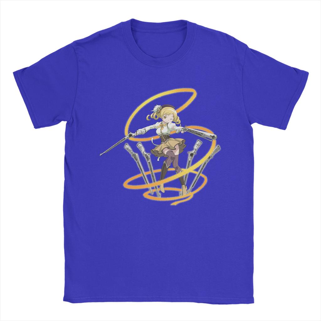 Unisex T-shirt Mahou Shoujo Mami Tomoe Madoka Magica Anime 100% Bawełna Vintage Krótki Rękaw Okrągły Dekolt T-shirty Letni T-shirt