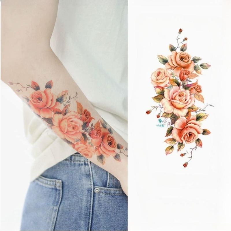 

1Pc Butterfly Love Tattoo Sticker, Suitable For Women S Beautiful And Fashionable Body Decoration With Colorful Designs