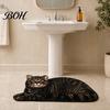 Tile And Wood Floor Mat Cute Cat Bathroom Rug, Anti-Slip Absorbent Bath Washable Plush Easy Care Kitty Door for Entrance Kitchen Home Decor Safety Rug