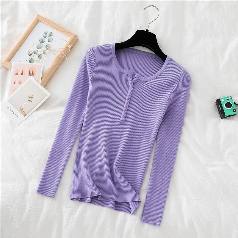 Neuer Herbst- und Winter-Retro-Figurbetonter V-Ausschnitt Enger Pullover für Damen, Dünnes Langarm-Strick-Basisschicht-Oberteil