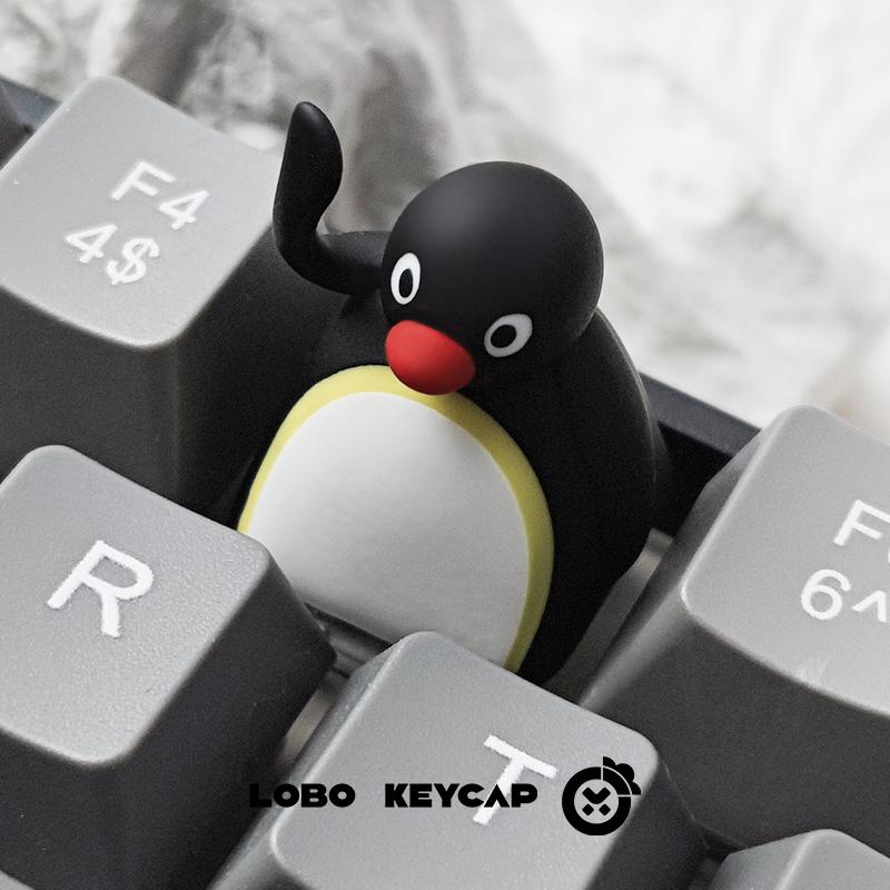 Kawaii Penguin Action Figures Anime Resin Keycap Creative Design Mechanical Keyboard Accessory Esc Key Replacement Fun Ornament