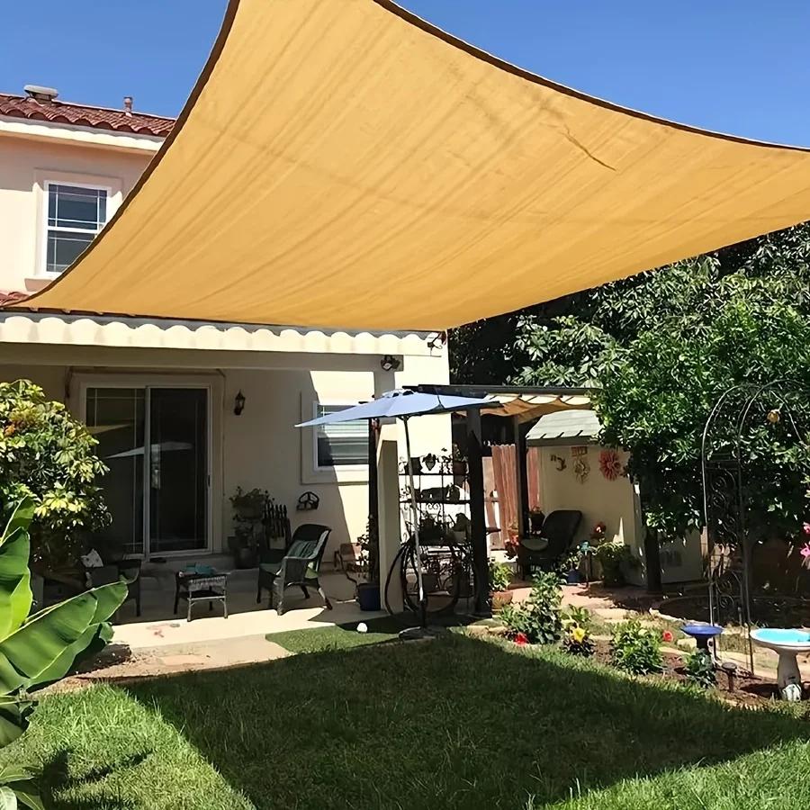 Dickes strapazierfähiges PE Garten Sonnenschutznetz, Beige - Große quadratische UV-Blockierung, Sonnensegel für Außenbereich Terrasse und Hofschutz