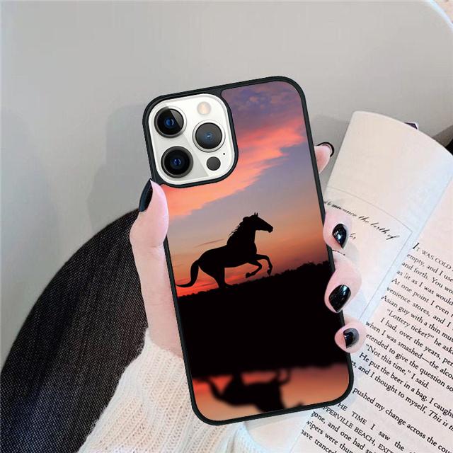 Black Strong Beauty Horse Stallion Cover For iPhone 17 Air 15 16 14 13 12 Pro Max 11 Pro Max Plus Phone Case Coque