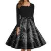 Women's Fashion Square Neck Casual Slim Halloween Printed Long Sleeve Dresses