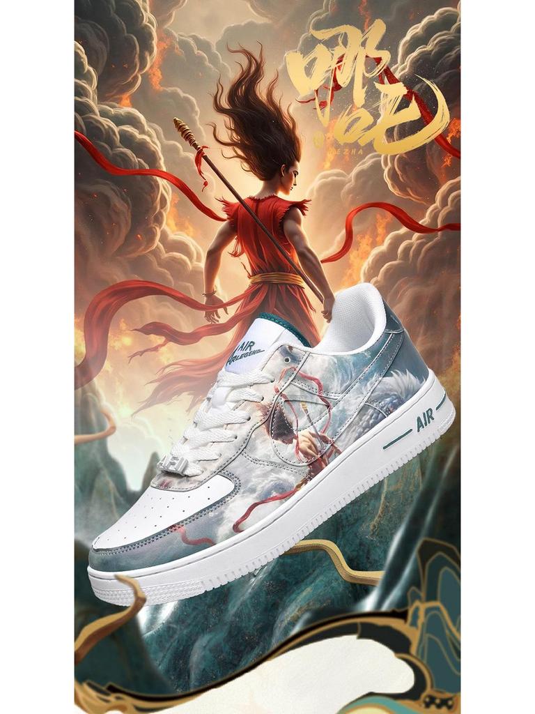 Nezha Jahr der Schlange Air Force One Low-Top Weiße Freizeitsneaker - Unisex