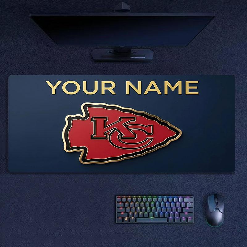 Custom Name,Kansas City Chiefs Mouse Pad, Large Gaming Desk Mat, Non-slip XXL Mousepad for Laptop & Tablet, Mini PC Playmat with Stitched Edges
