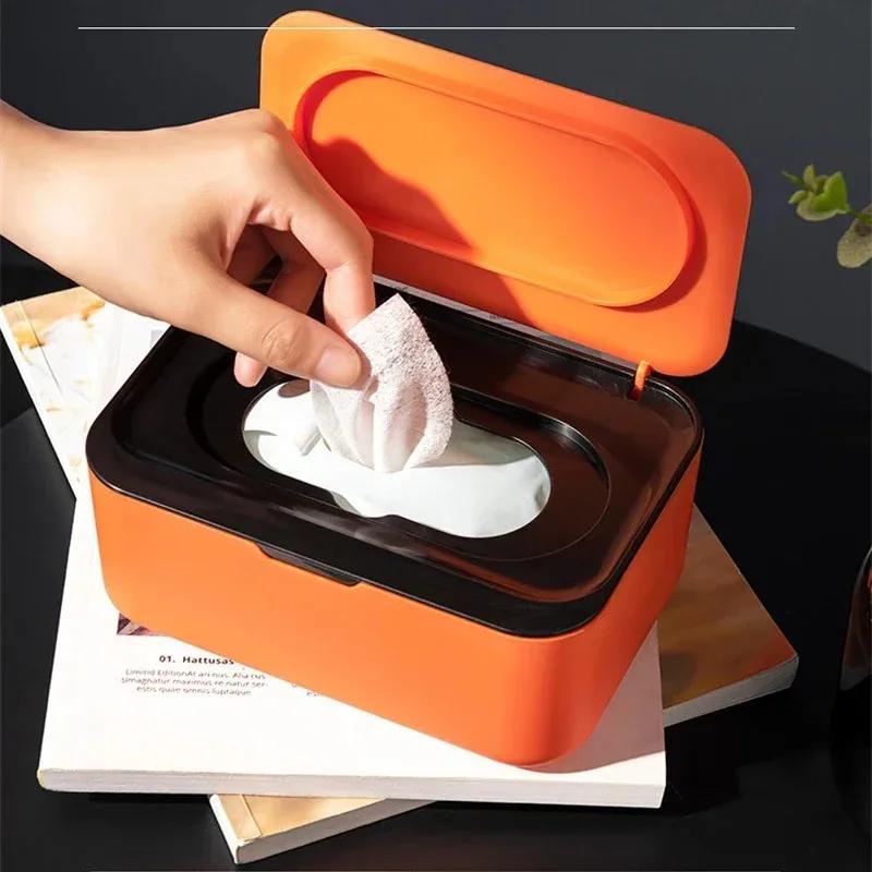 Paper Towel Box with Lid Portable for Distributing Wet Wipes Dust Cover Home Office Mask Storage Box Sealing and Organizing