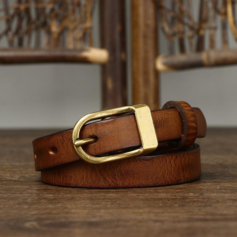 1.8Cm Wide Retro Old Decorative Thin Belt Women'S Genuine Leather Pure Cowhide Fashion Trend Versatile Women'S Narrow Belt