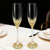 Gold Champagne Flutes 7oz - Wedding Toasting Glasses for Bride & Groom, Engagement & Bridal Shower Gifts