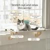 Pet Nest Wooden Frame Cat Window Hammock Cozy Durable Cat Hammock Bed Detachable Paw Print Design Pet Window Perch Indoor